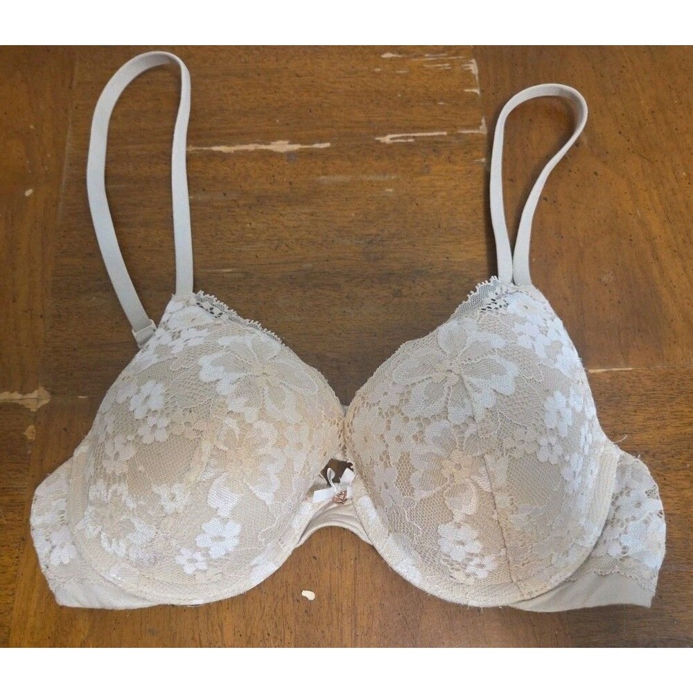 Victoria's Secret Dream Angels Lined Demi Bra 32 C Beige Lace